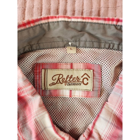 Rafter C Pearl Snap Shirt Men Large Red Plaid Western Button Up Long Sleeve - Picture 3 of 6